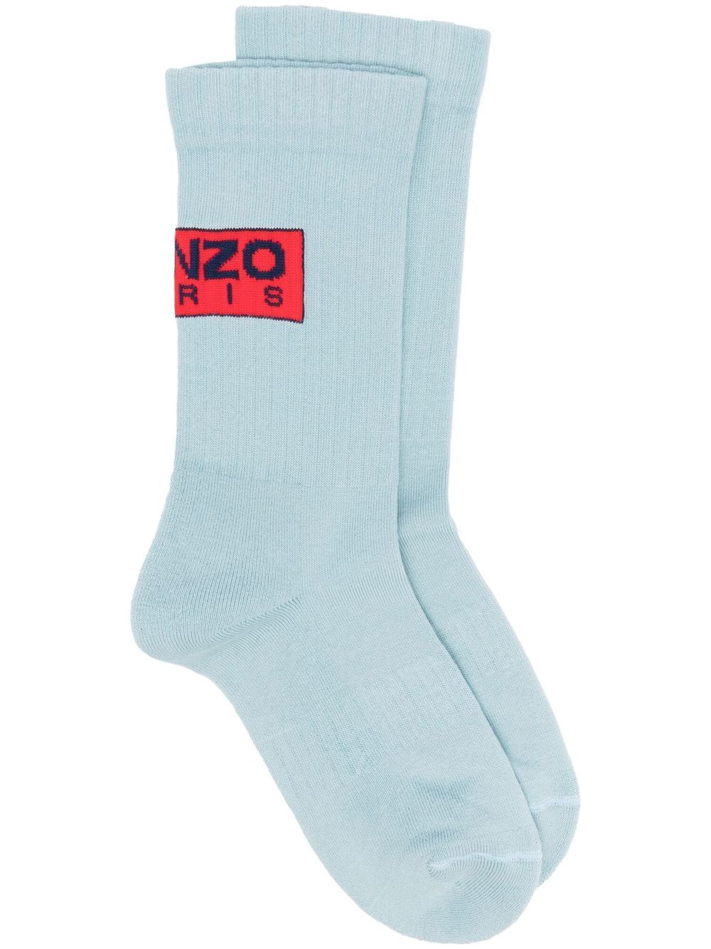 kenzo chaussettes nervurées à patch logo - bleu