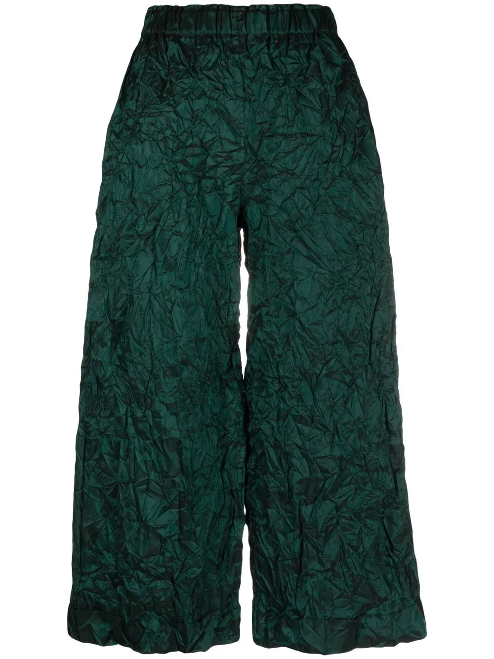 daniela gregis crinkled wide-leg silk culottes - green