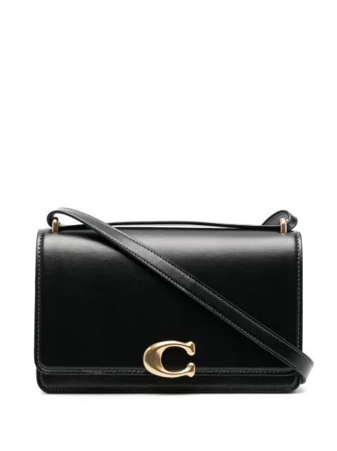Coach logo-plaque leather shoulder bag 