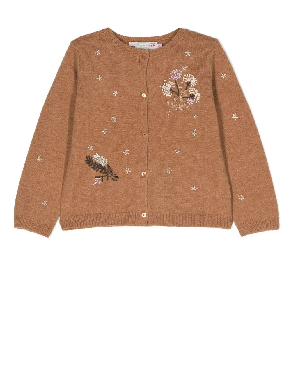 

Bonpoint floral-print detail cardigan - Brown
