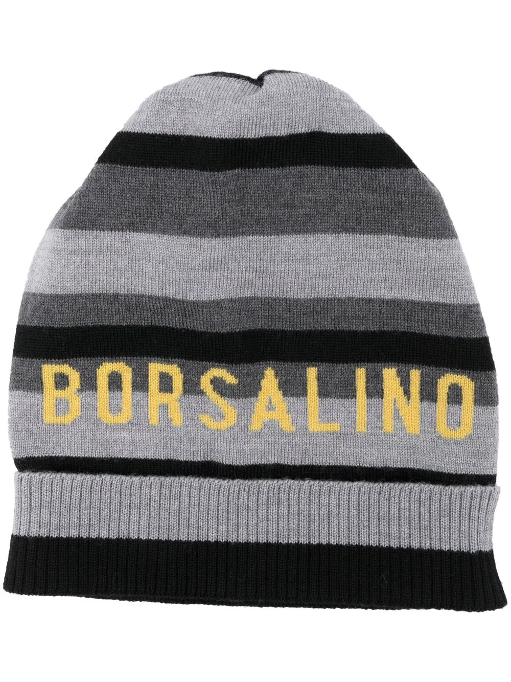 

Borsalino embroidered-logo striped beanie - Black