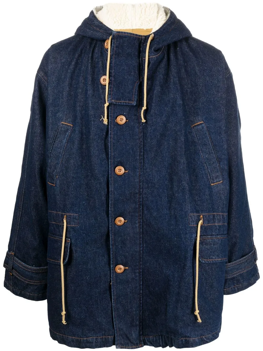 

Haikure button-up hooded denim jacket - Blue