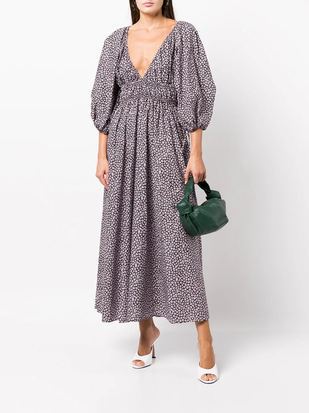 Matteau The Shirred Plunge Floral Print Dress Farfetch