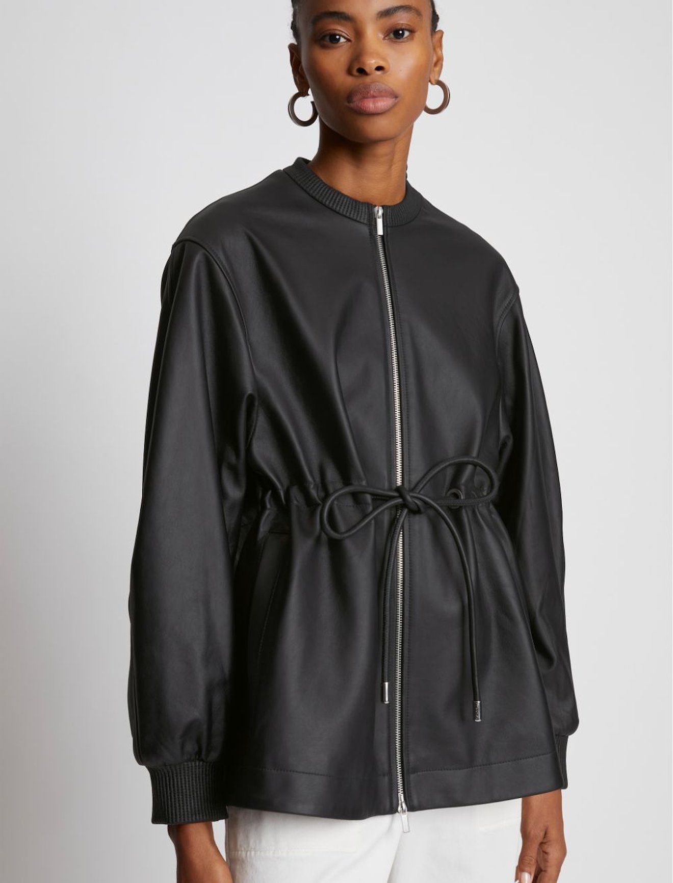drawstring-fastening lambskin jacket #4