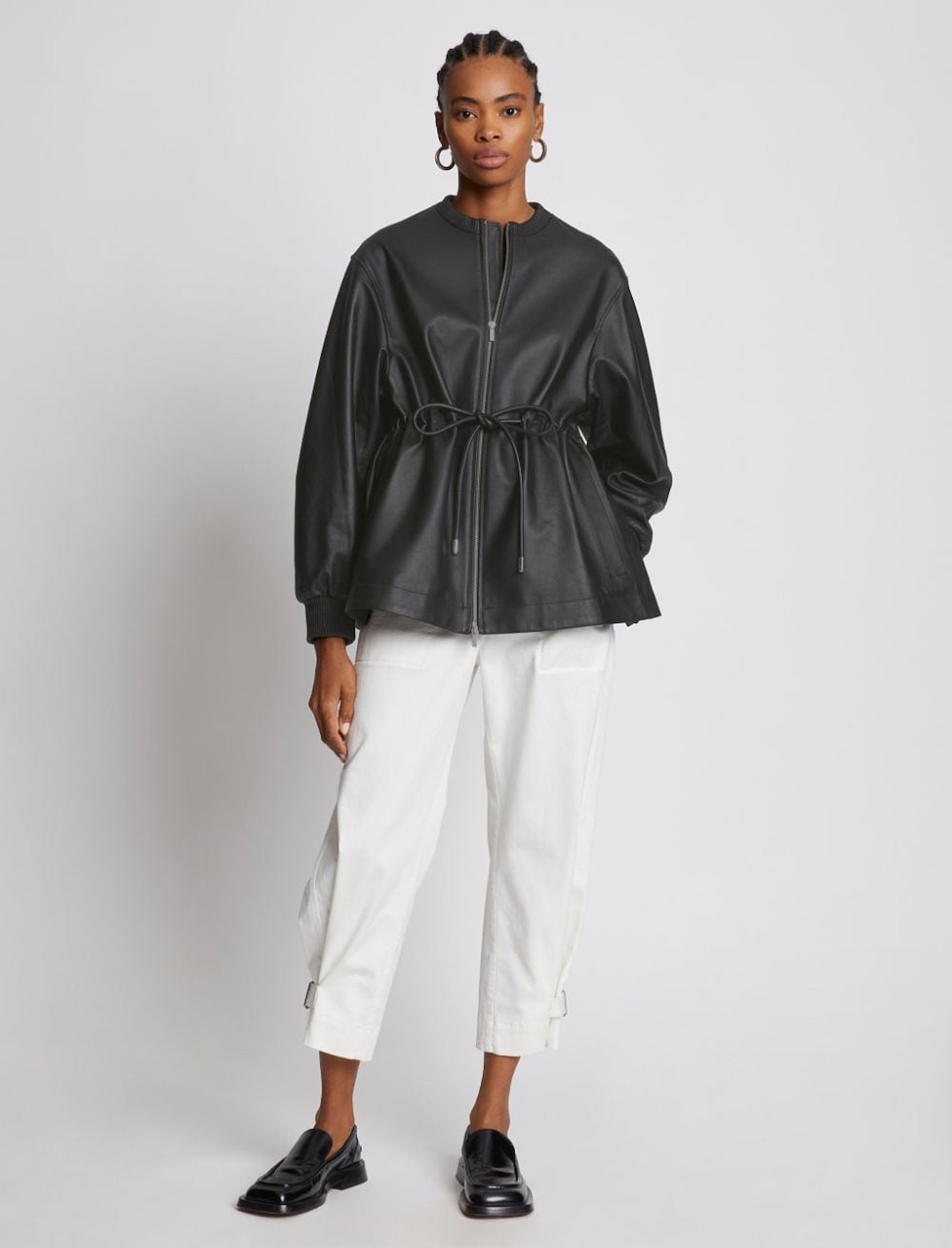 drawstring-fastening lambskin jacket #1