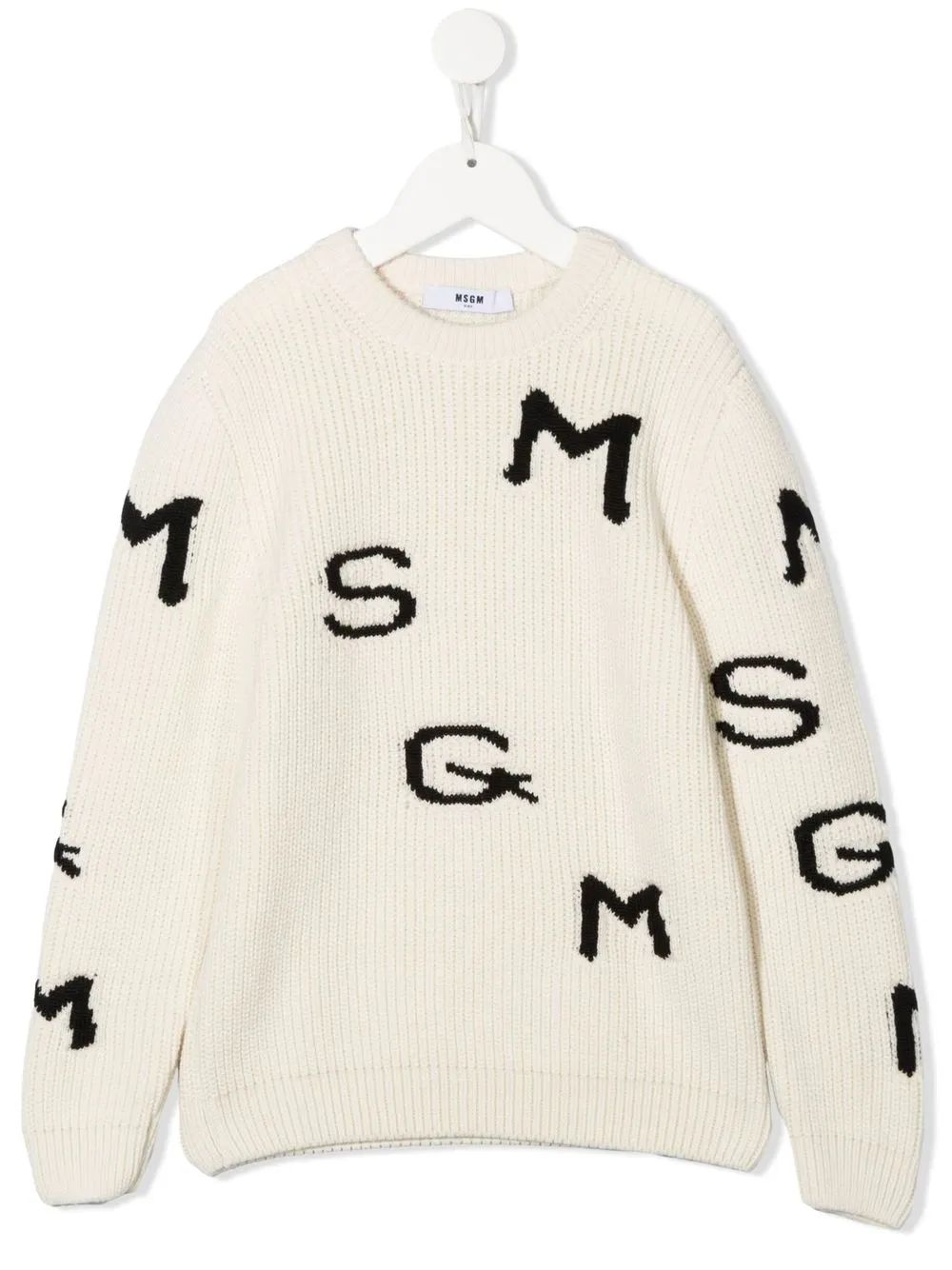 

MSGM Kids intarsia-knit logo jumper - Neutrals