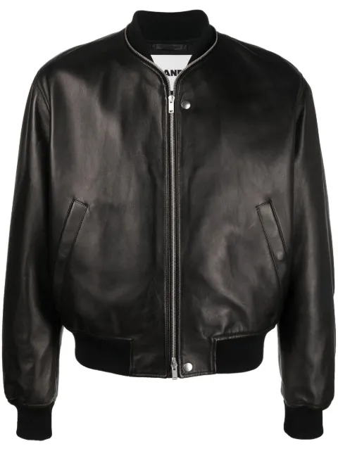 Jil Sander leather zip-up bomber jacket 