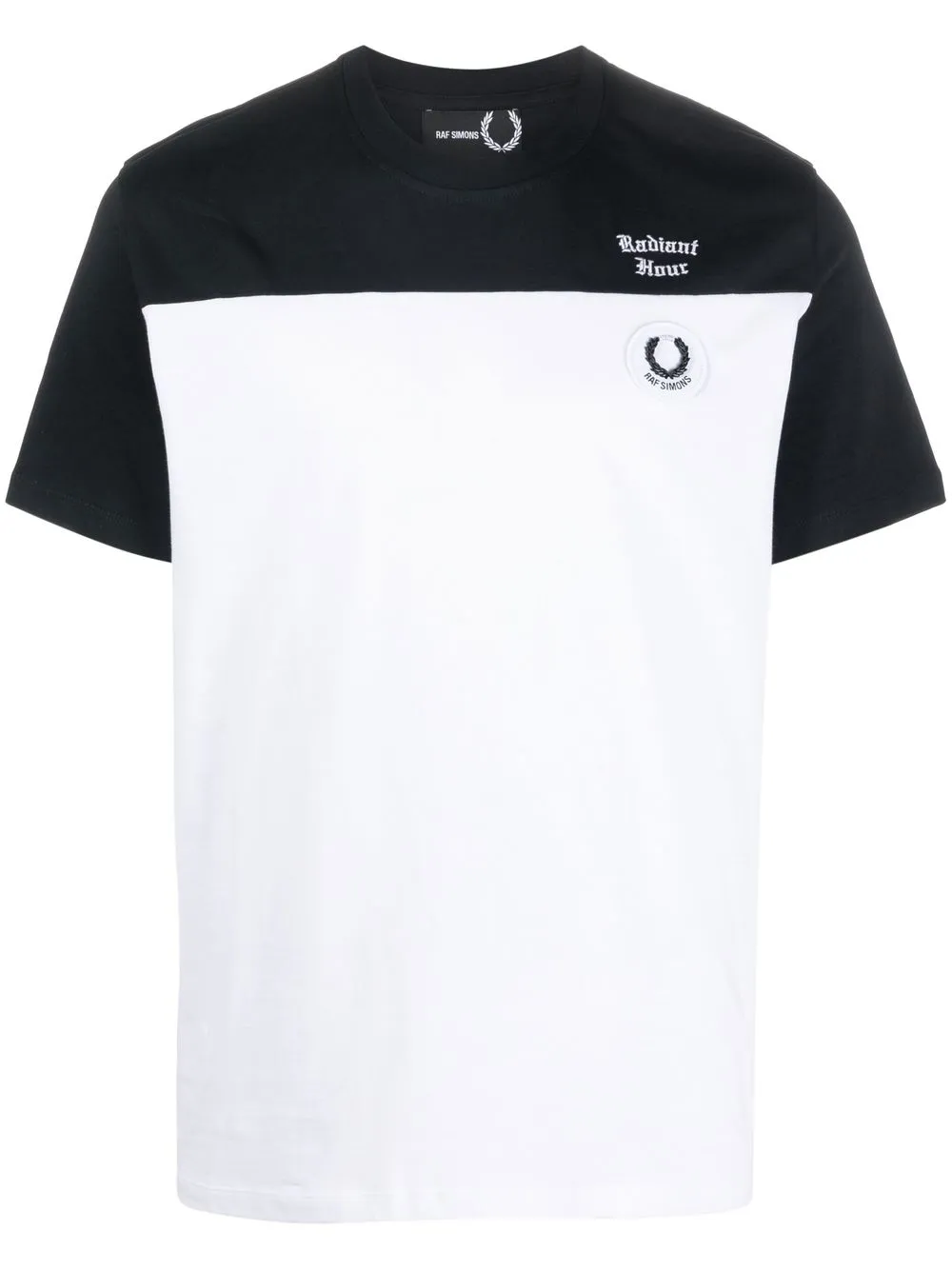 

Raf Simons X Fred Perry logo-patch colour-block T-shirt - Black