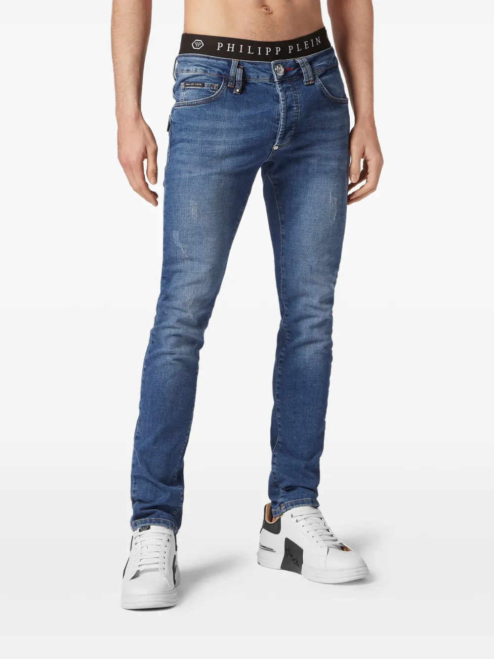  Philipp Plein Klassische Straight Leg Jeans   Blau 