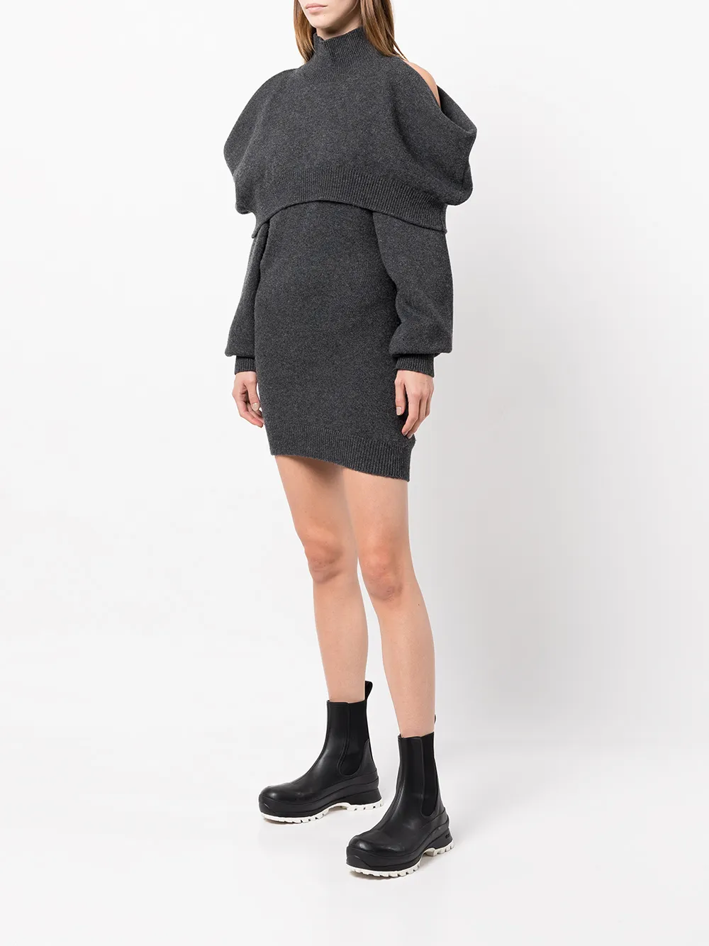 Alexander Wang Knitted Cold Shoulder Mini Dress Grey Farfetch