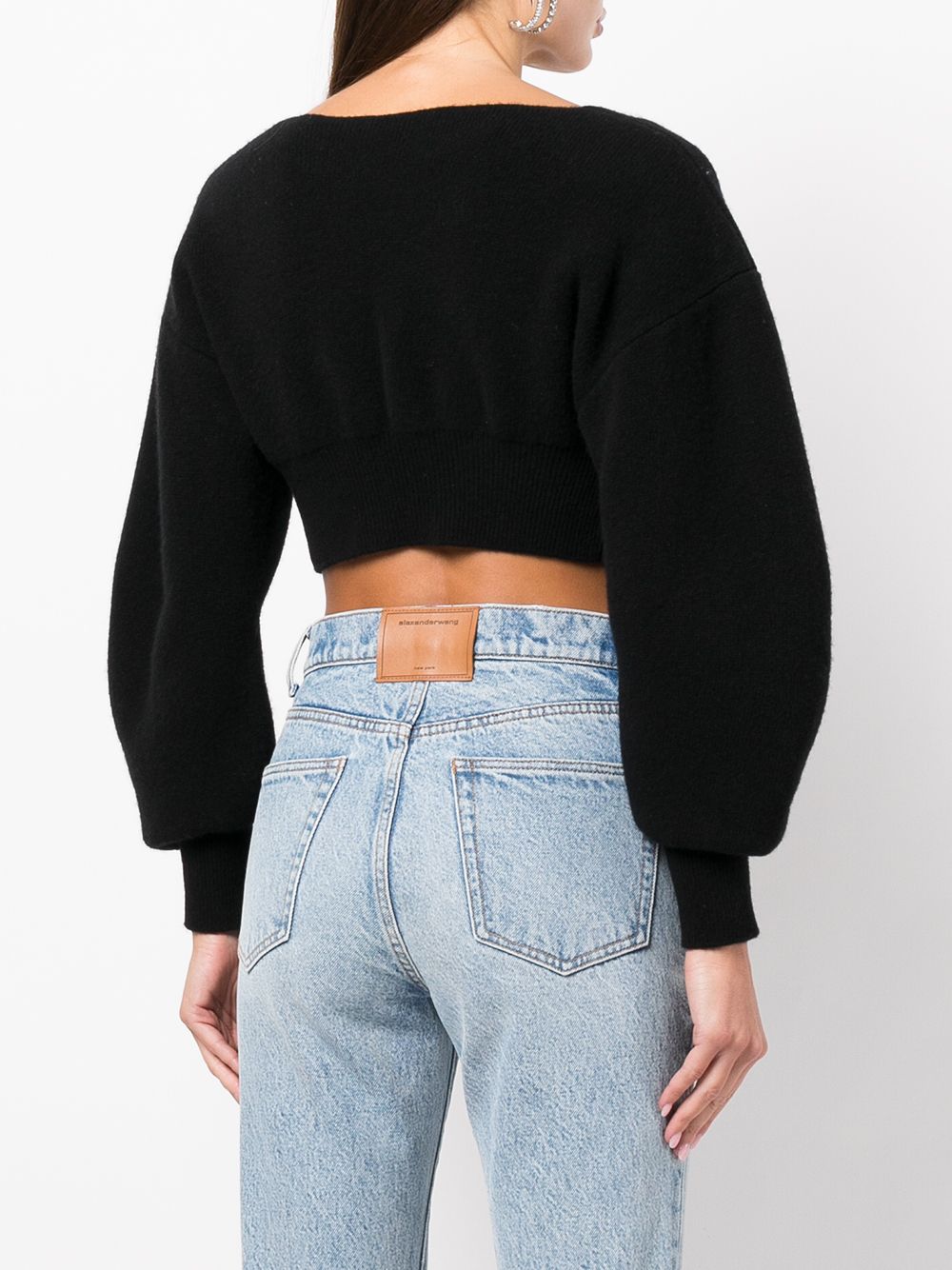 Shop Alexander Wang V-neck Cropped Cardigan In Black