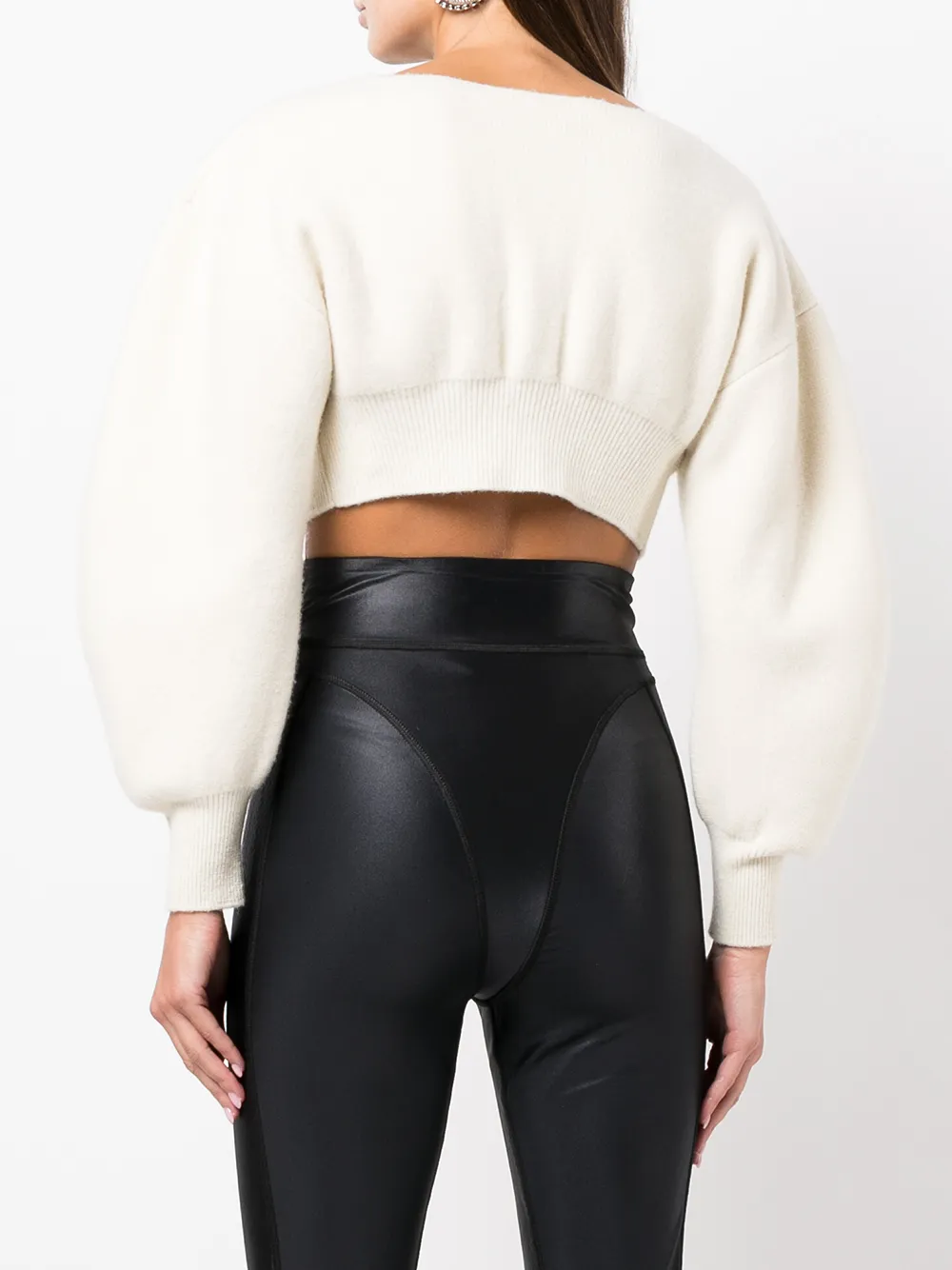 Shop Alexander Wang V-neck Cropped Cardigan In Neutrals