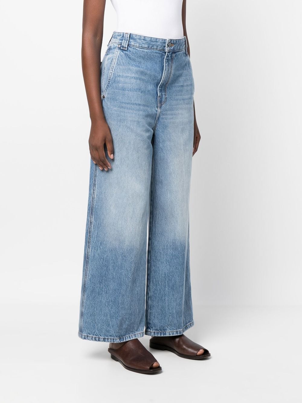 Shop Khaite Wide-leg Denim Jeans In Blau