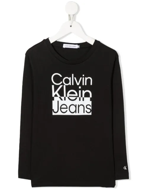 Calvin Klein Kids logo-print long-sleeve top