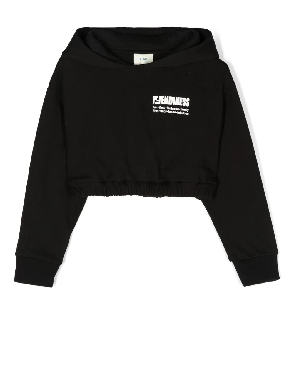 Fendi Kids Cropped hoodie Zwart