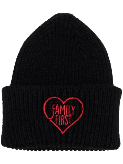 Family First embroidered-logo ribbed-knit beanie