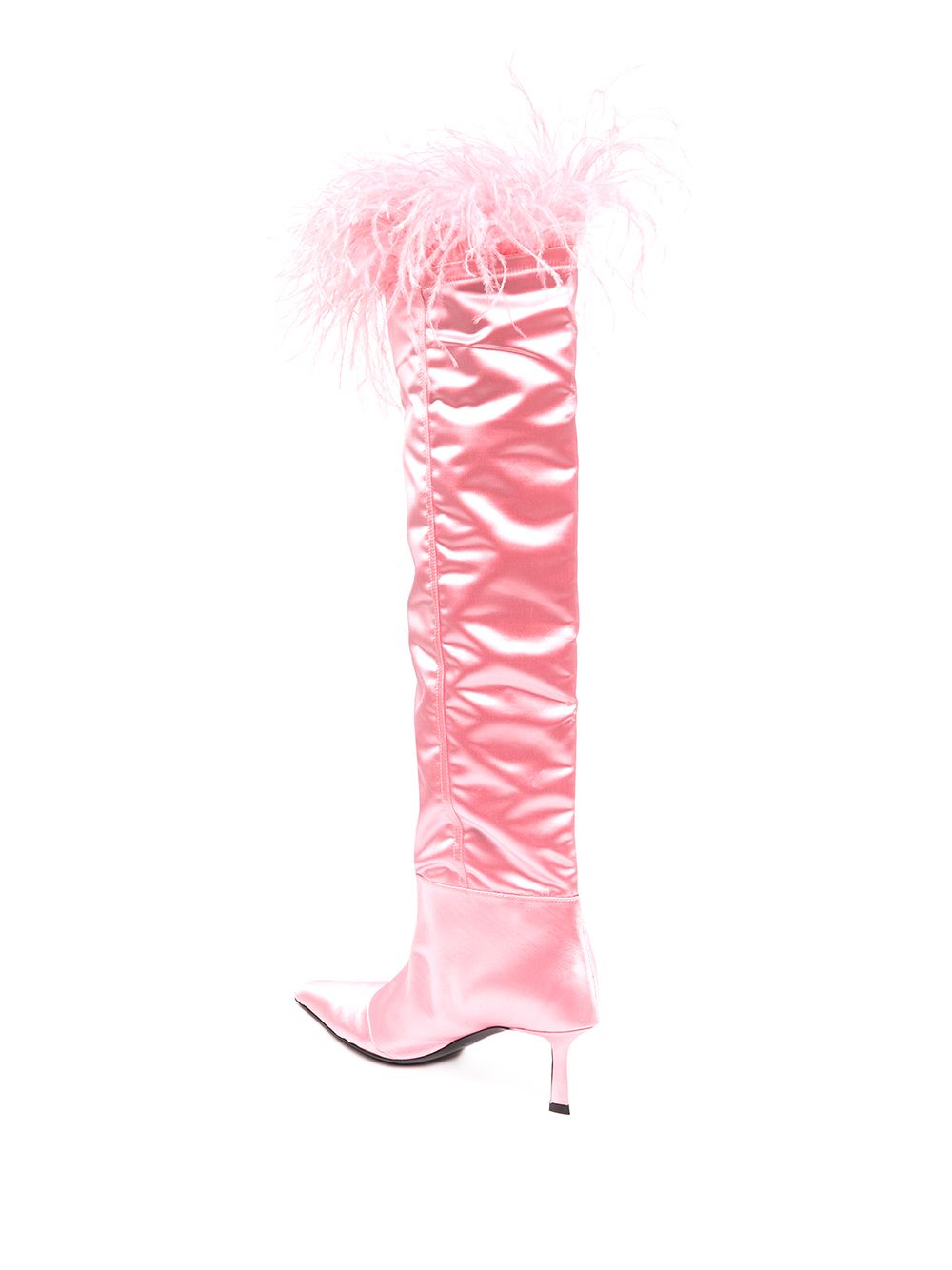 Shop Alexander Wang Viola 65mm Feather-trim Knee-high Boots In Prism Pink