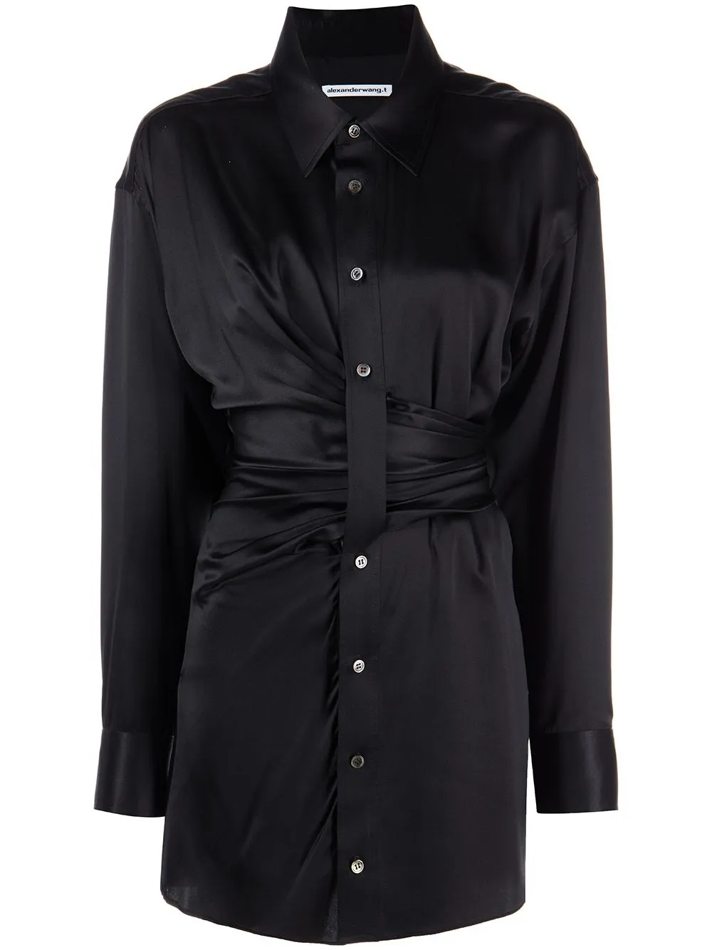 ALEXANDER WANG DRAPED SATIN SHIRT DRESS