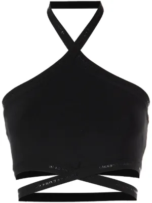 alexanderwang fringe tank top in compact nylon BLACK - alexanderwang® TN