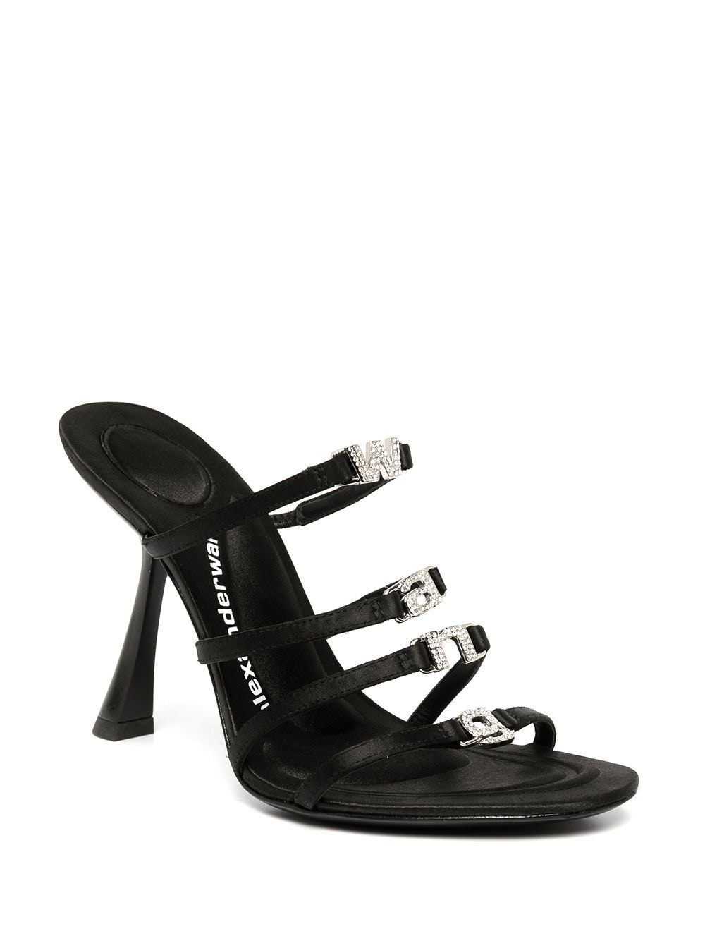 Shop Alexander Wang Nala 105mm Logo-plaque Sandals In Black