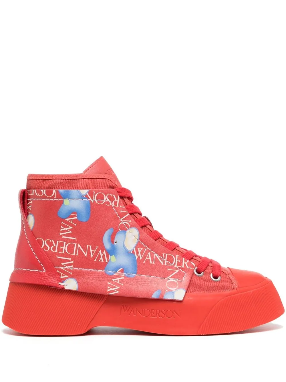 

JW Anderson logo-print high-top sneakers - Red