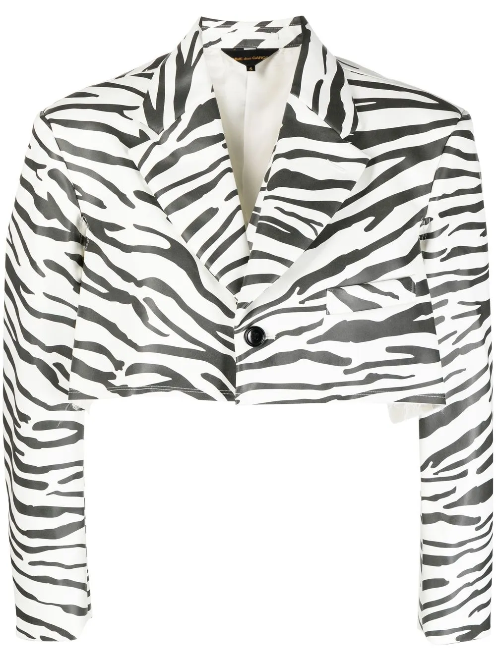 

Comme Des Garçons chamarra corta con estampado de cebra - Blanco