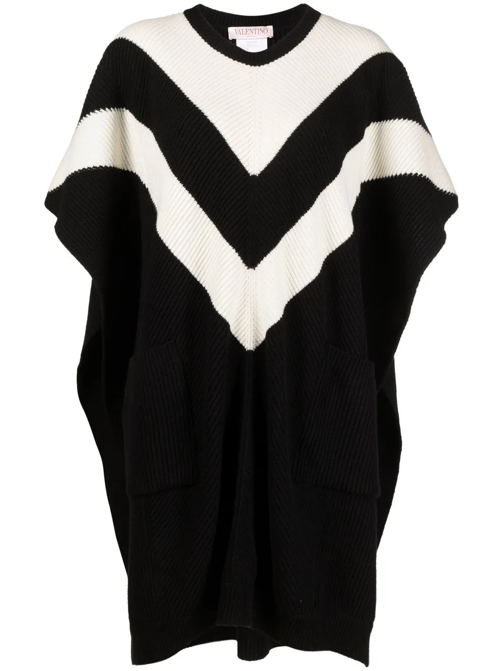 

Valentino stripe-detailed knit cape - Black