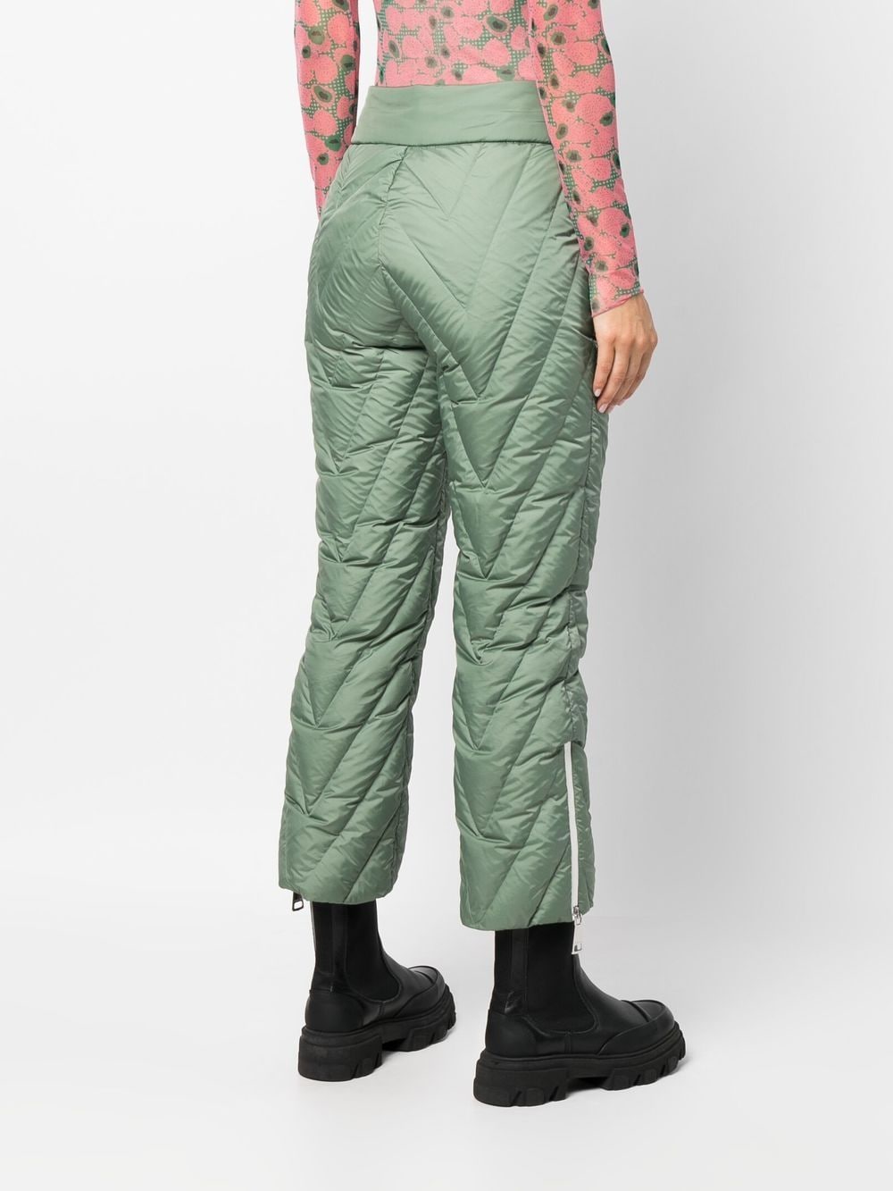 Shop Khrisjoy Chevron Quilted Ski Trousers In Green