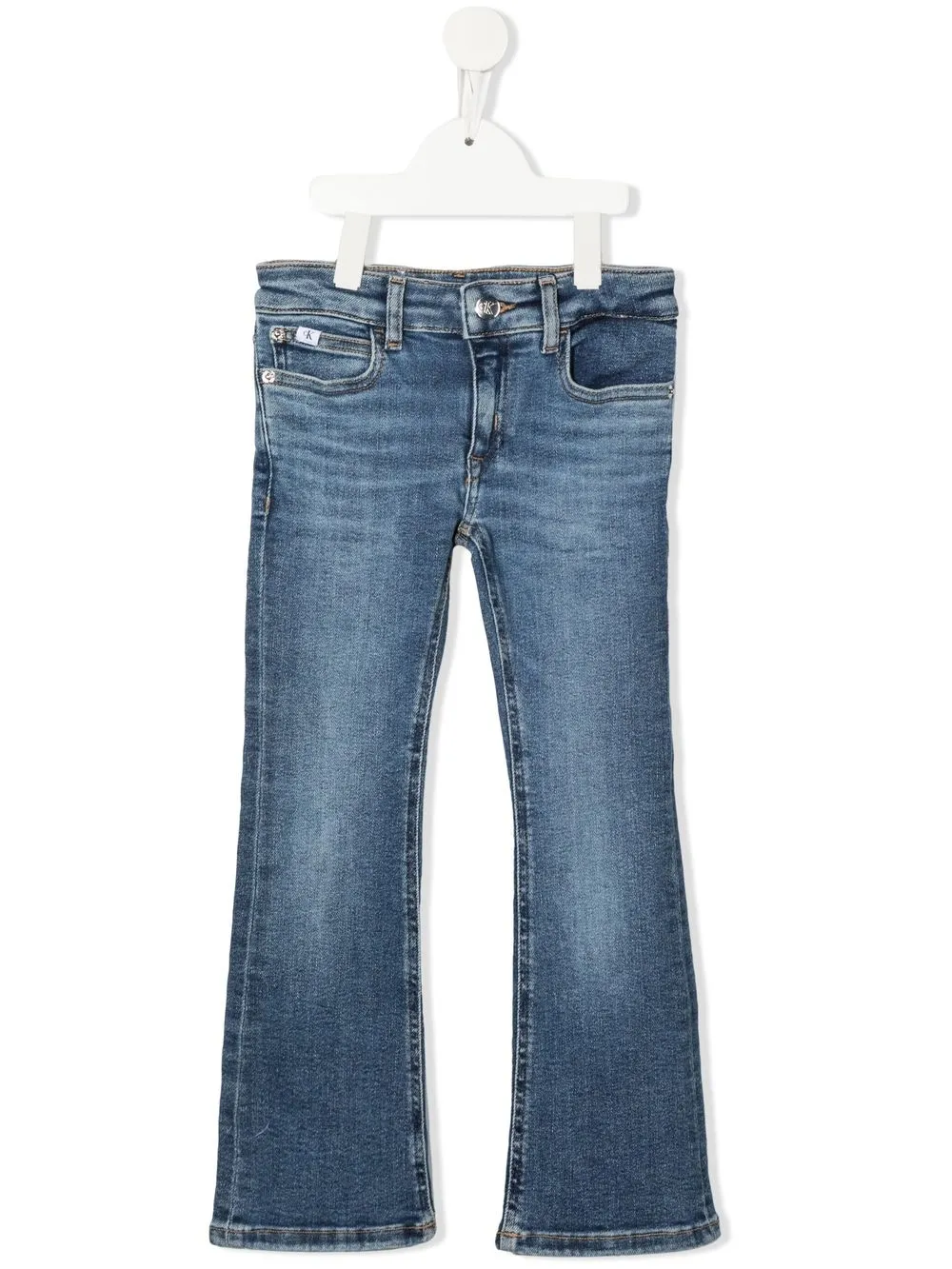 

Calvin Klein Kids jeans con tiro medio y efecto desgastado - Azul