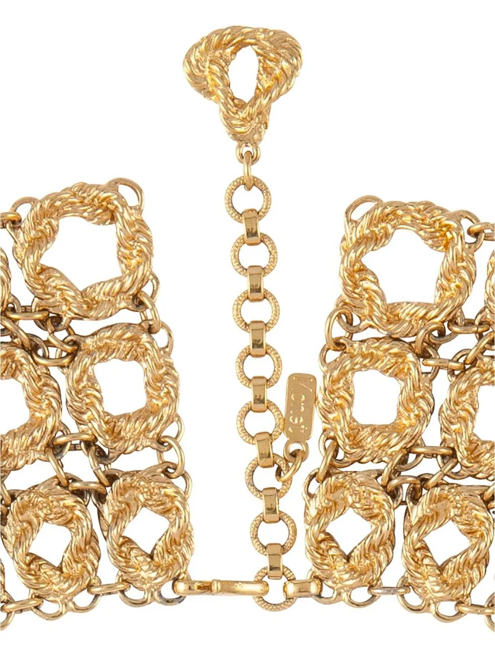Pre-owned Monet 1970s Geometric Chain Necklace In Gold