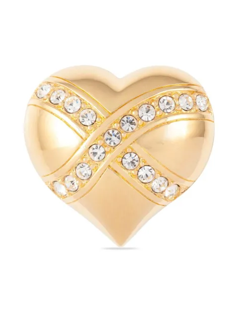 Swarovski 1990s crystal-embellished heart brooch