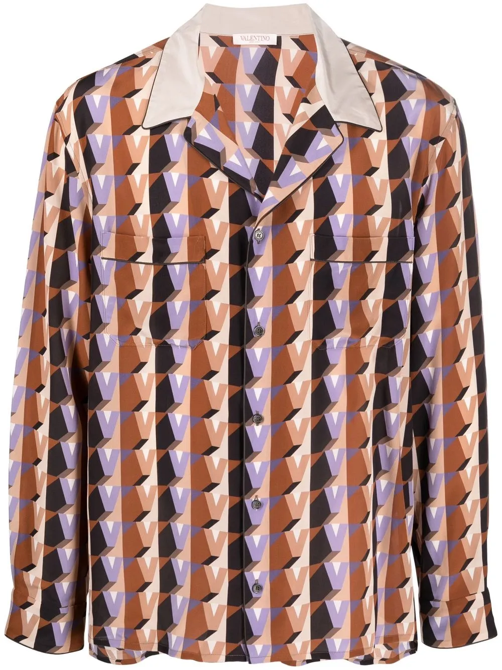 

Valentino camisa de seda con estampado gráfico - Marrón