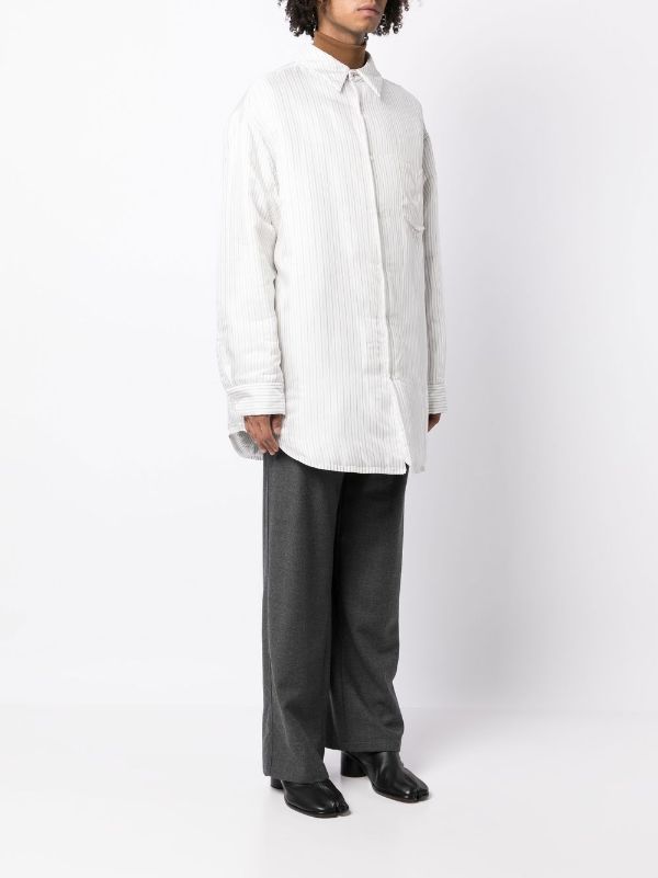 Maison Margiela Striped Padded Shirt | White | FARFETCH AO