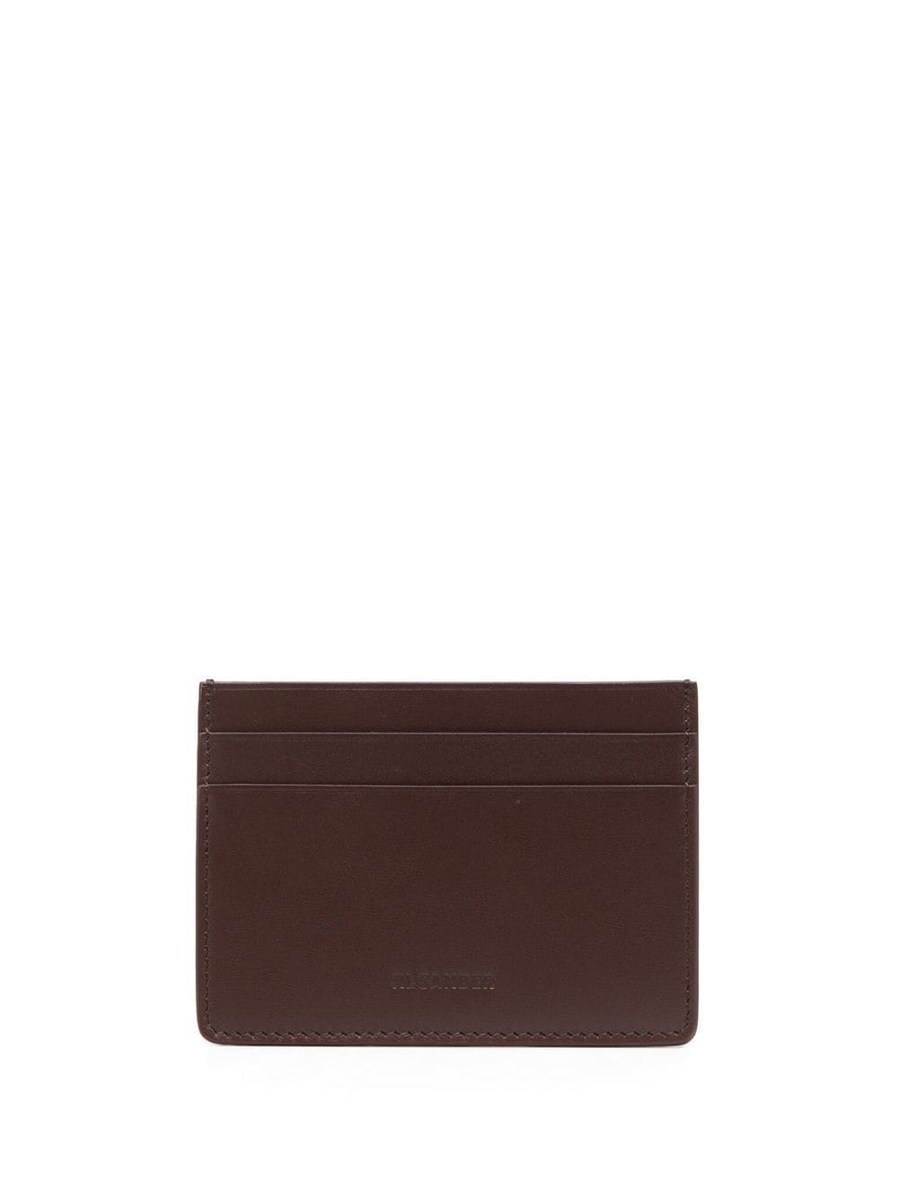 Jil Sander Debossed-logo Leather Cardholder In Brown