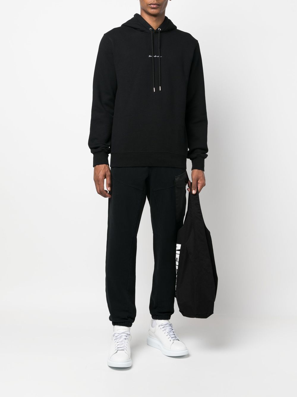 Shop Han Kjobenhavn Embroidered-logo Drawstring Hoodie In Black