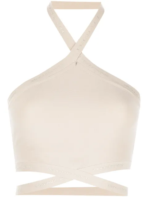 Alexander Wang logo-trim halterneck top