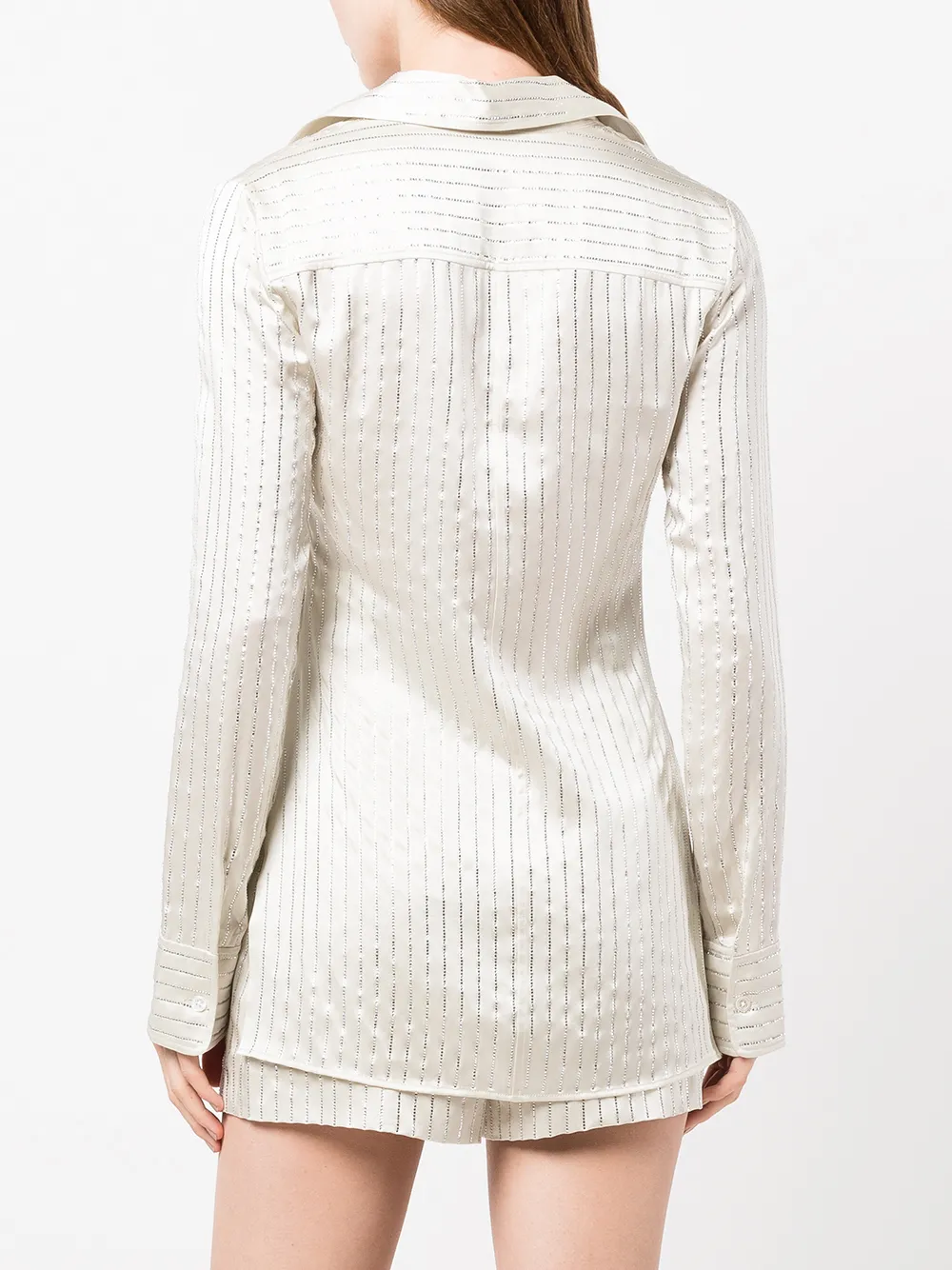 Alexander Wang Crystal Pinstripe Shirt In Silk Charmeuse In Neutrals