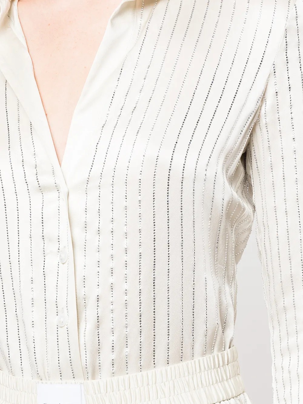 Alexander Wang Crystal Pinstripe Shirt In Silk Charmeuse In Neutrals