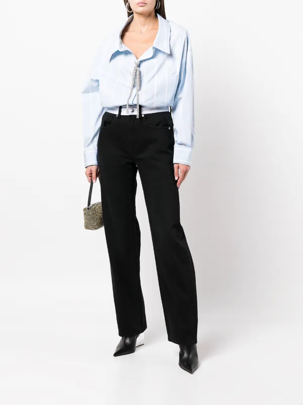 AlexanderWang 美品　シャツ Alexander Wang crystal-embellished Striped Cotton Shirt