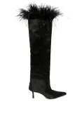 Alexander Wang Viola feather-trim satin boots - Black