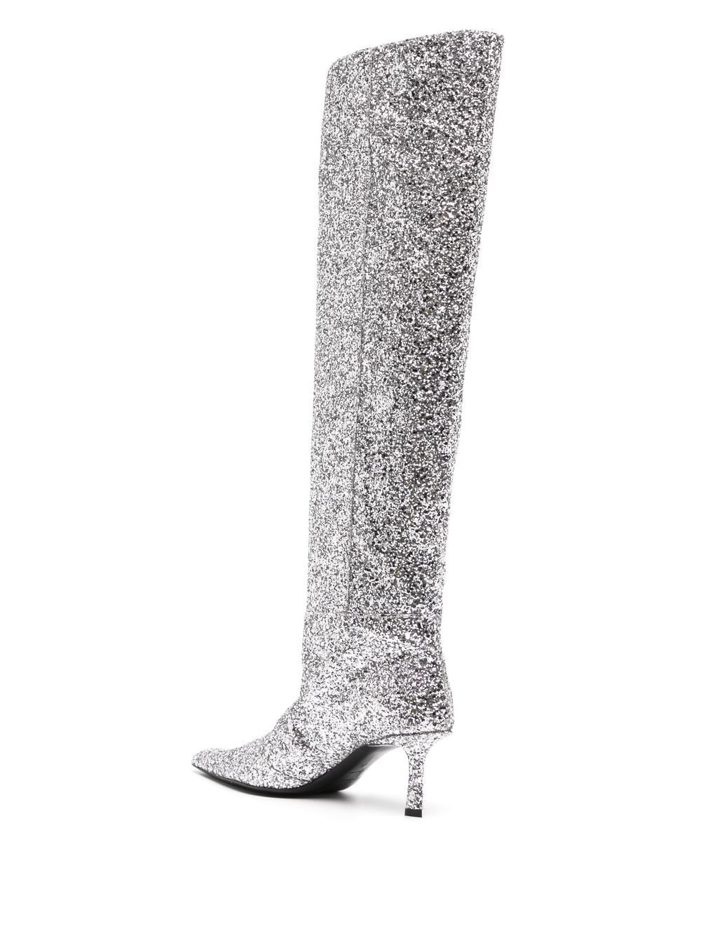 Shop Alexander Wang Viola 60mm Glitter Long Boots In Silver