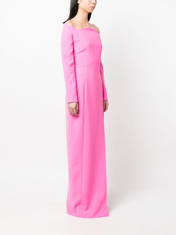 Pink maxi best sale dress off shoulder