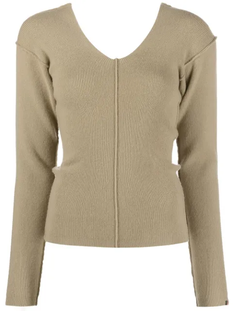 extreme cashmere scoop-neck ribbed-knit sweater