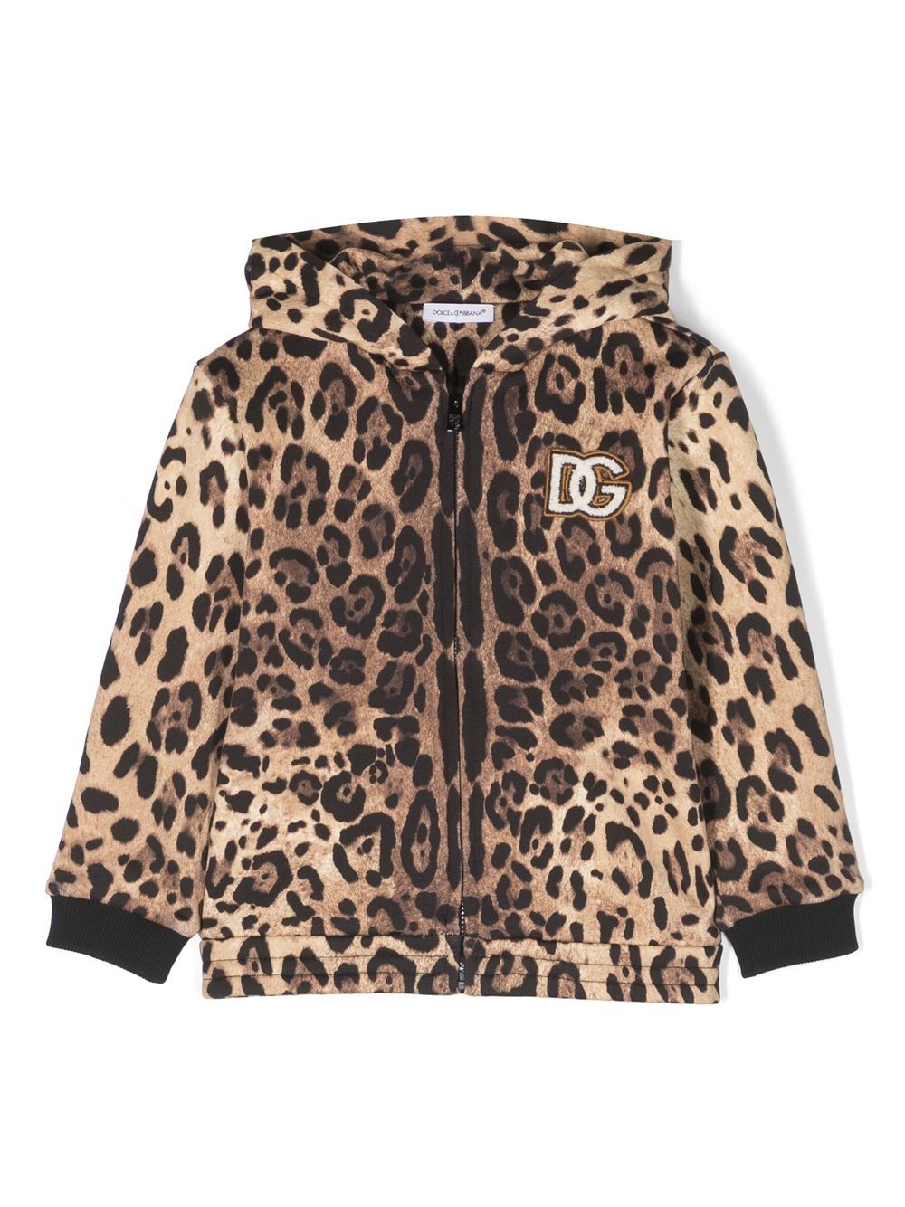 DOLCE & GABBANA LEOPARD-PRINT ZIP-UP HOODIE