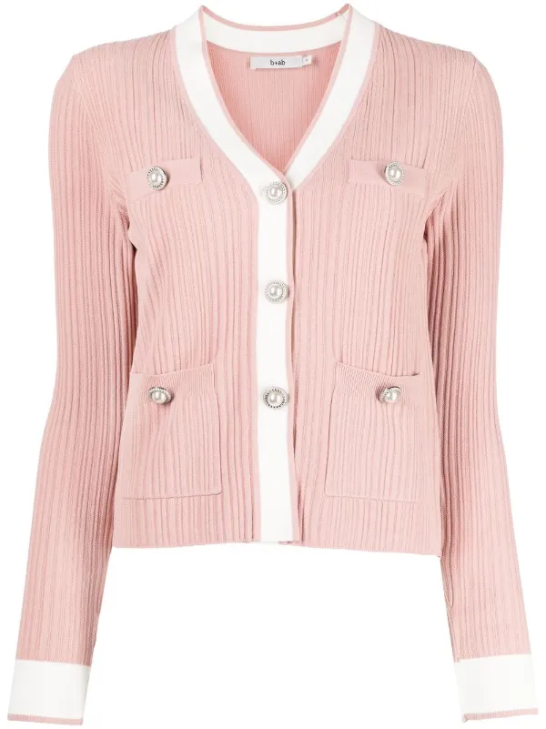 B+AB Faux-Pearl Embellished Cardigan - Pink