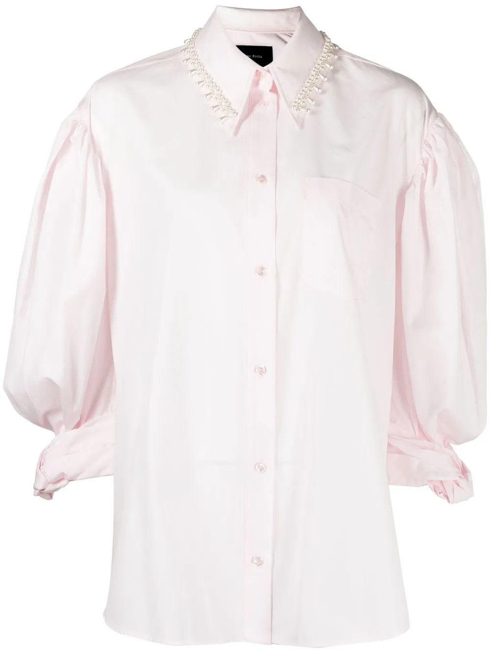 Simone Rocha embellished-collar puff-sleeve shirt - Pink