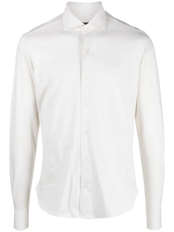 Mens white button 2024 down shirt long sleeve