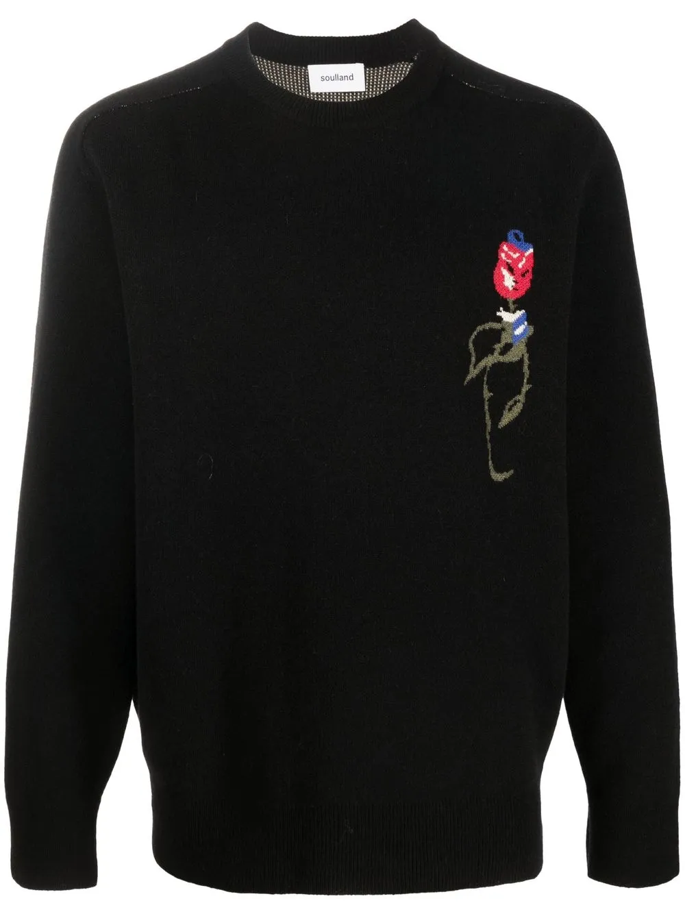 

Soulland Esrum floral-motif jumper - Black