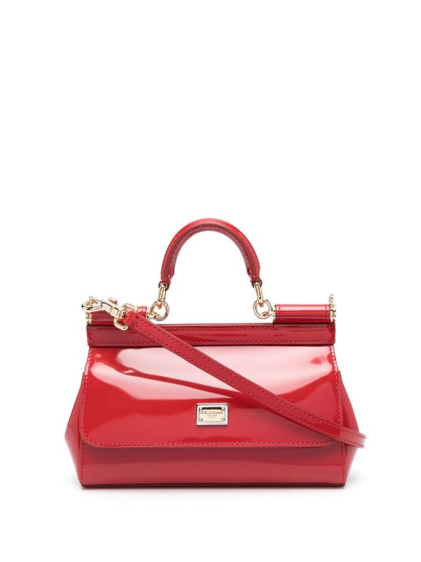 Sicily Small Leather Shoulder Bag in Red - Dolce Gabbana