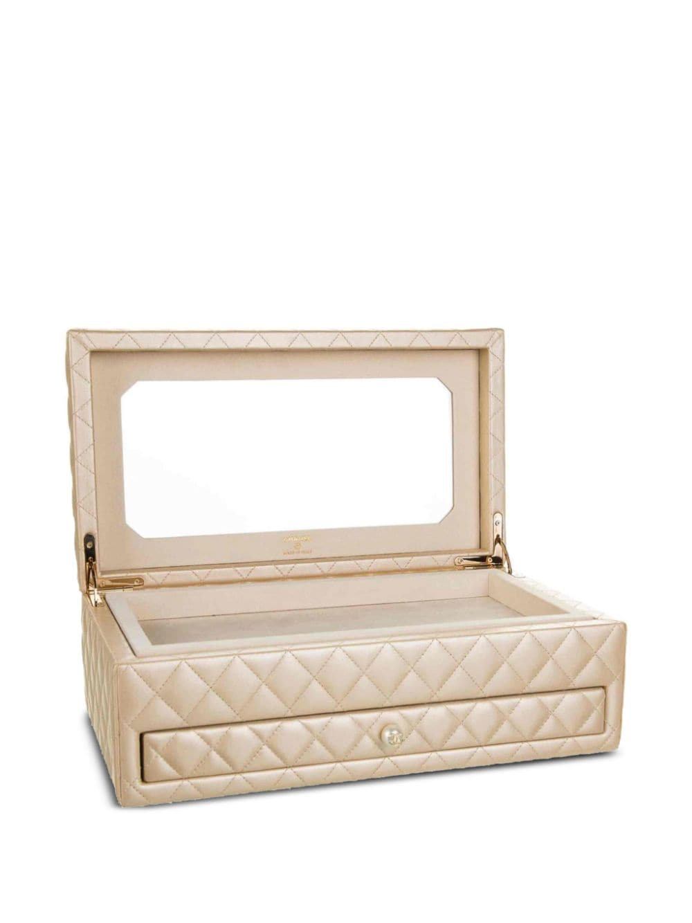 Pre-owned Chanel Diamond-quilted Jewellery Box In Neutrals